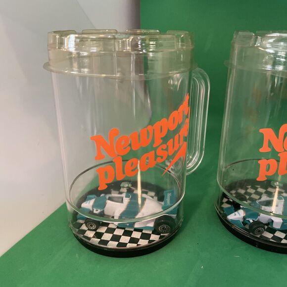 Vtg NEWPORT Cigarettes Grand Prix Racing Car Drinking Glasses Lot of 4 New! - Picture 2 of 9